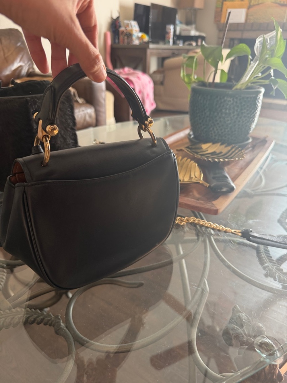 Coach Black Leather Shoulder Bag with Gold Hardware - Picture 5 of 6